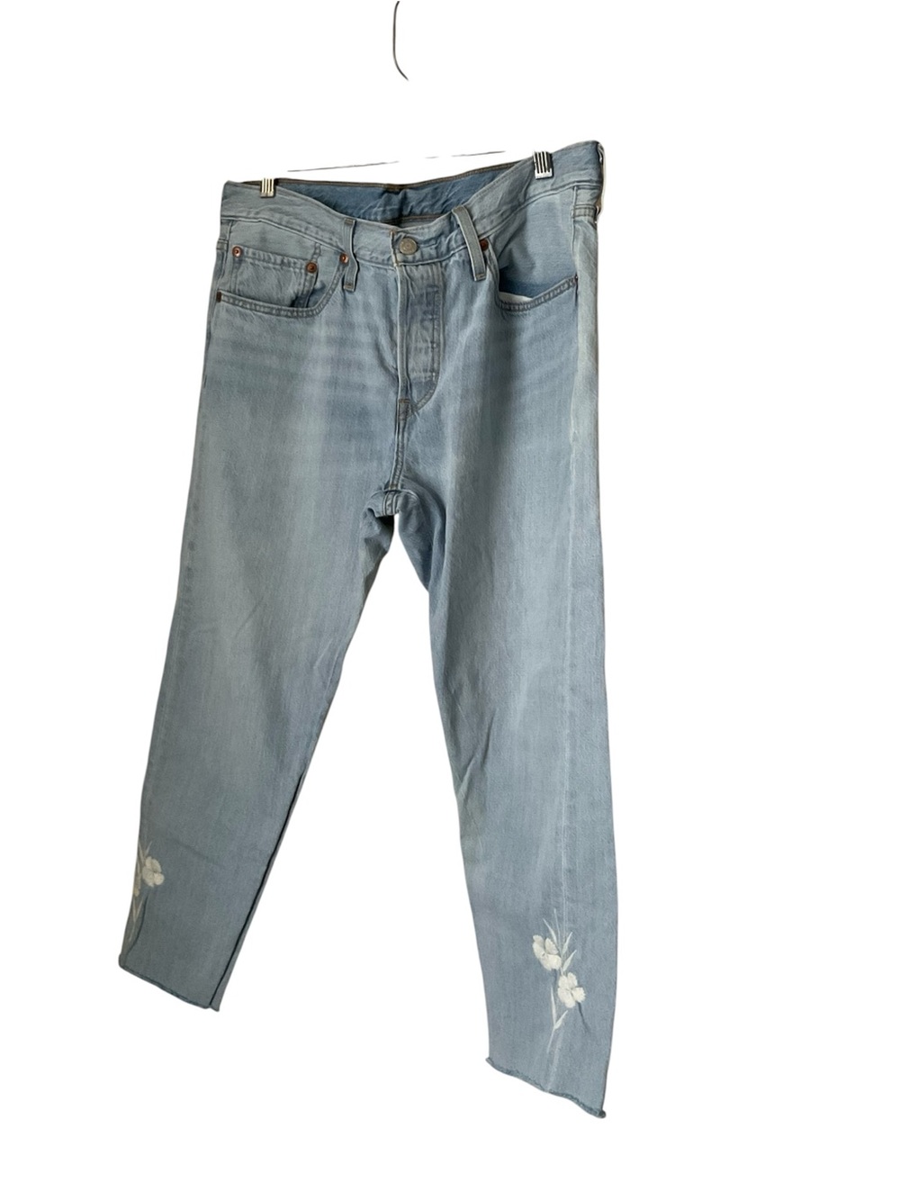 Levi’s 501 T Light Blue Jeans embroidered Floral Sz W-31 L-26